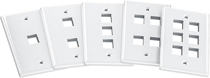 FGB 2-Port Keystone Wall Plate 20-Pack, Low-Profile Single Gang Wall Plates - Image 7