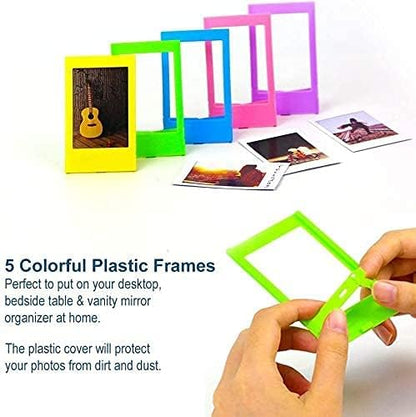 Fujifilm Instax Mini Instant Film 5 Plastic Desk Frames + 60 Sticker Frames + 2 - Image 3