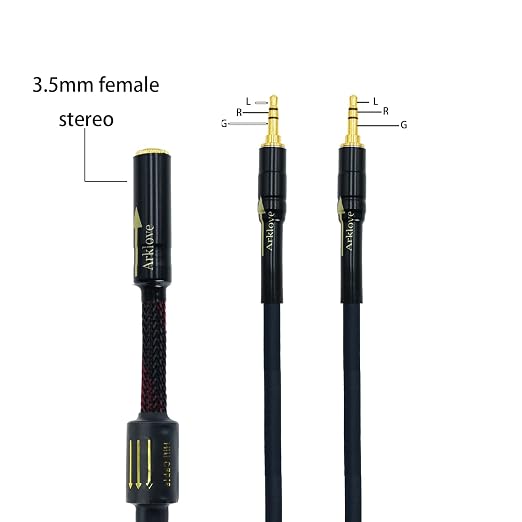 Arklove 5ft Shielded 1/8" aux Input 3.5mm Female 2X 3.5 Output Splitter Stereo - Image 2