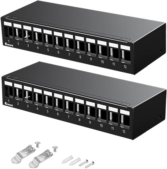 Patch Panel 12 Port Blank Keystone Patch Panel STP&UTP Compatible by Enmane