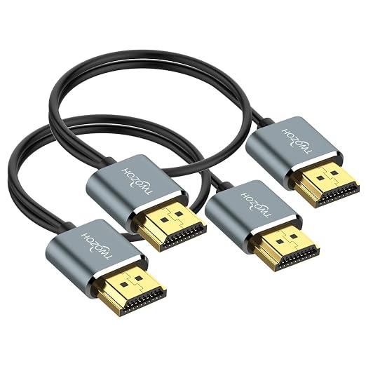 Twozoh Flexible & Slim HDMI Cable 1.6FT 2 Pack, Ultra Thin HDMI Cord Supports by Twozoh