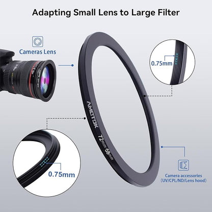 72mm Lens to 58mm Camera Lens Adapter, 72mm to 58mm Filter Step-Down Ring - Image 4