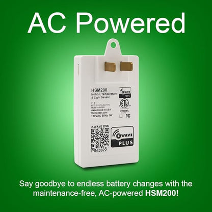 HomeSeer Smart Motion, Temperature & Light Sensor, AC Powered, Z-Wave Plus - Image 5