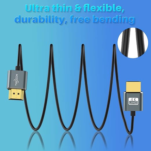 Twozoh Ultra-Thin HDMI to HDMI Cable 5FT, Hyper Slim HDMI 2.0 Cable, Extreme - Image 2