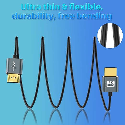 Twozoh Flexible & Slim HDMI Cable 3.3FT 2 Pack, Ultra Thin HDMI Cord Supports - Image 2