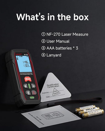 NOYAFA 230Ft Laser Distance Meter, Digital Measuring Tool | Backlit LCD - Image 9