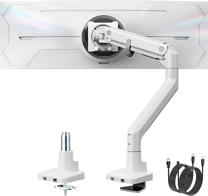 monTEK Single Monitor Arm with USB A/C, Ultrawide Monitor Stand by monTEK