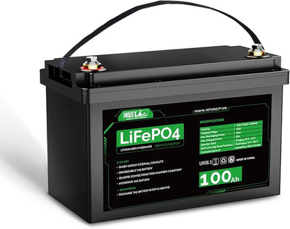 HQST LiFePO4 Battery 100ah Lithium Battery, 12V Lithium Iron Phosphate Battery by HQST