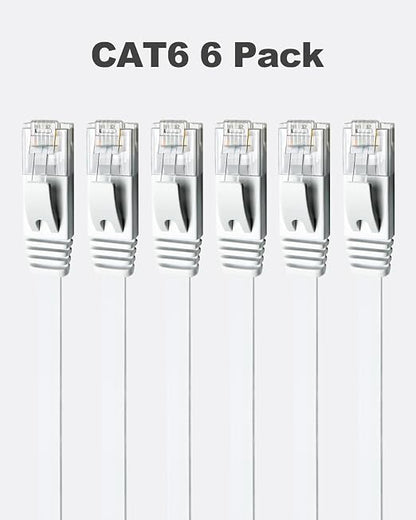 Yauhody CAT 6 Ethernet Cable 10ft 6-Pack White, High Speed Solid Flat CAT6 - Image 8