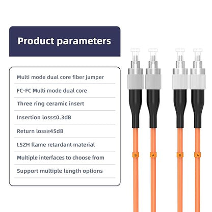 FC/UPC to FC/UPC Fiber Patch Cable, 2.5M/8.2FT OM1 Multimode Duplex 62.5/125µm - Image 4