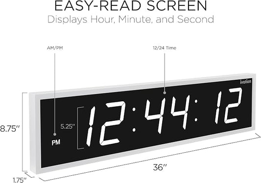 Ivation Oversized 36" Large Digital LED Clock | Big Digital Clock - Image 2
