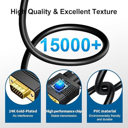 VGA to HDMI Cable 10ft with Audio, VGA to HDMI Adapter Cable Compatible Well - Image 4