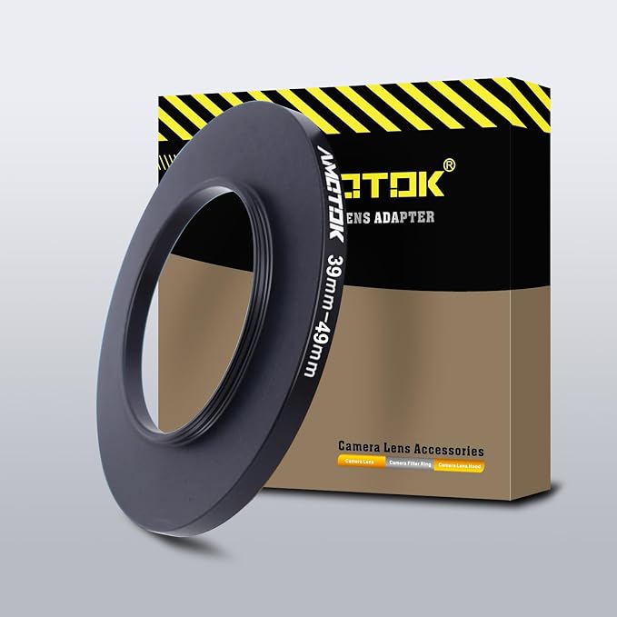 39mm Lens to 49mm Camera Lens Adapter, 39mm to 49mm Filter Step up Ring Adapter by AMOTOK