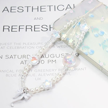 CMVFYL Beaded Camera Wrist Strap, Cute Phone Charms Strap, Pearl Bracelet Wrist - Image 5