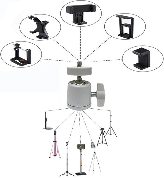 Universal 1/4" Swivel Mini Ball Head Tripod Mount 360 Degree Rotating Adapter - Image 2