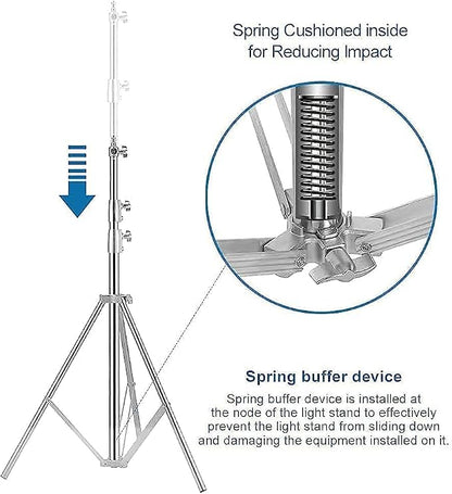 Stainless Steel Photography Video Tripod Stand, Spring Cushioned Heavy Duty - Image 4