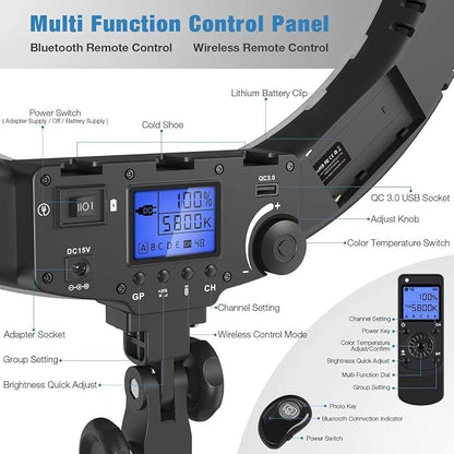 19 inch Ring Light with Remote Controller and Stand iPad Holder, 60W Bi-Color - Image 7