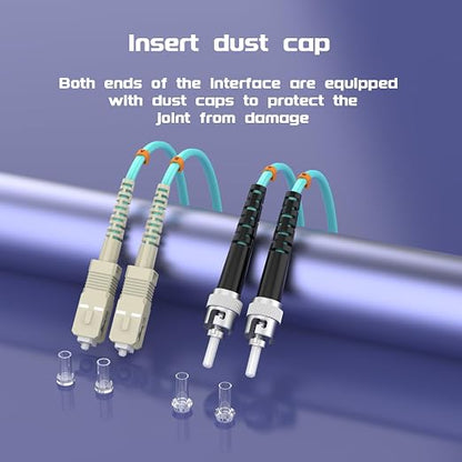 Fiber Patch Cable OM3 SC/UPC to ST/UPC 7ft/2meters, 10Gb/Gigabit MultiMode - Image 6