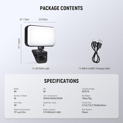 NEEWER Entry Level Version LED Selfie Light, 54 LEDs Plastic Clip on Phone Fill - Image 8