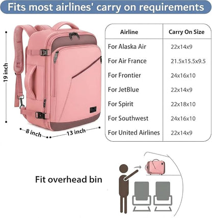 MATEIN Pink Travel Backpack for Women, 40L Water Resistant Carry on Backpack - Image 2
