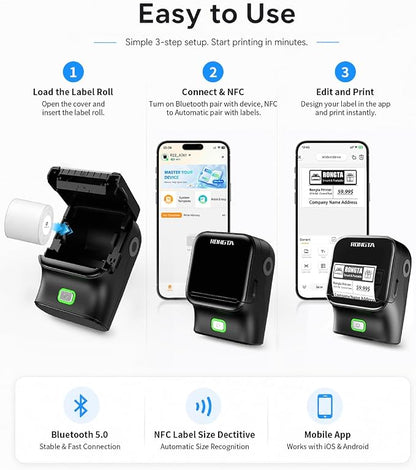 Rongta Bluetooth Label Maker Machine, Thermal Label Printer Easy to Use - Image 3