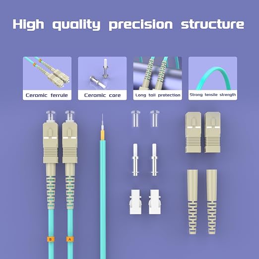 Fiber Patch Cable 2ft/0.6meters SC/UPC to SC/UPC OM3 10Gb/Gigabit MultiMode - Image 4