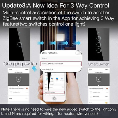 MOES ZigBee Smart Touch Wall Light Switch, Requires Tuya ZigBee Hub, No Neutral - Image 4