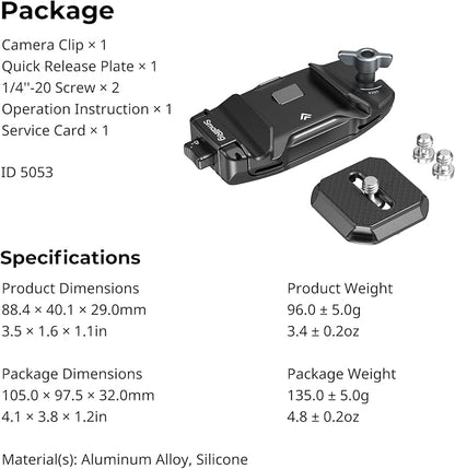 SMALLRIG Camera Clip with Plate, Quick Release System, Max Payload 40kg/88lb - Image 9