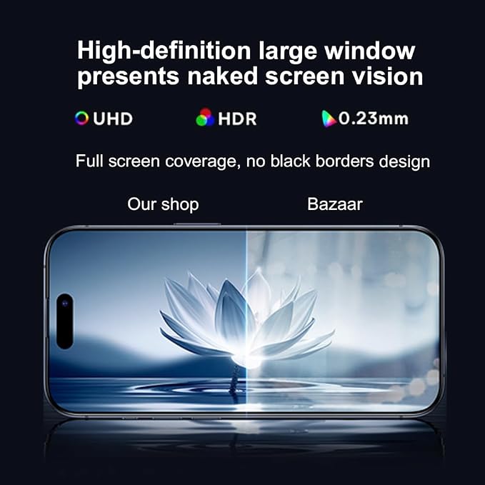 OneFish Screen Protector for Iphone 14 Pro, HD Clarity Tempered Glass Film 9H+ - Image 3
