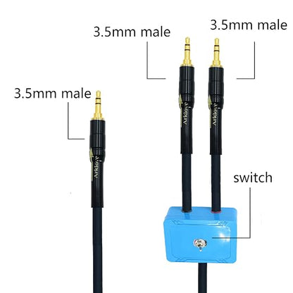 15ft Sound Channel swicher 1/8" aux Input 3.5mm Female to 2X 3.5 Output Switch - Image 7