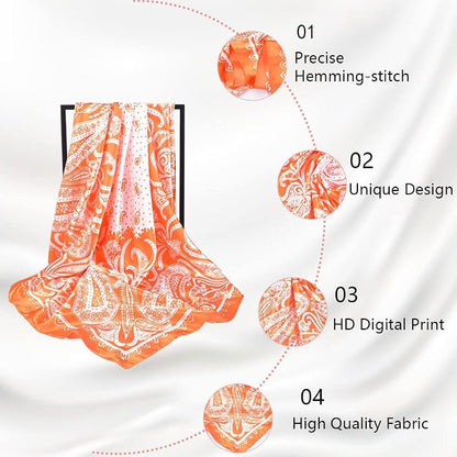 4Pcs Silk Head Scarves for Women Satin Hair Scarf 35”Large Square Bandana Silk - Image 5