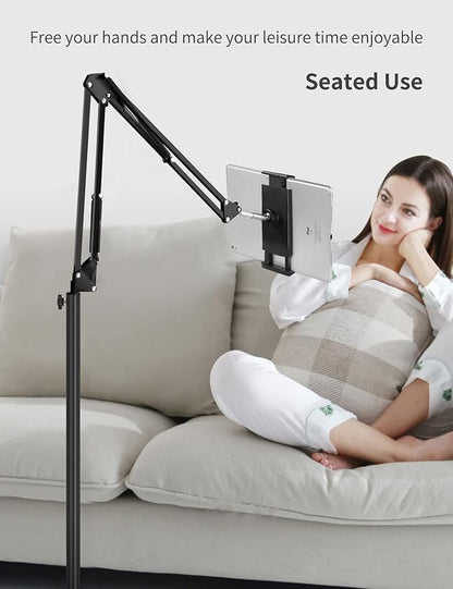 Tablet Floor Stand with Double Weight Base, Overhead Bed Phone Mount Height - Image 3