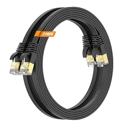 Cat7 15FT Ethernet Cable Flat-Black-10Gbps Ultra Slim High Speed Double Shielded - Image 9