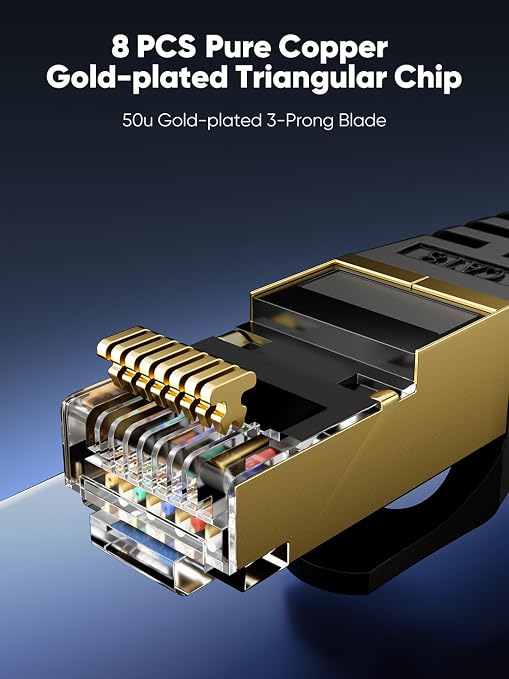 Cat 8 Ethernet Cable 10 FT Flat, High Speed 40Gbps 2000Mhz Braided Internet - Image 4