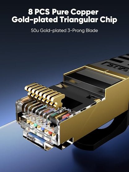 Cat 8 Ethernet Cable 25 FT Flat, High Speed 40Gbps 2000Mhz Braided Internet - Image 4