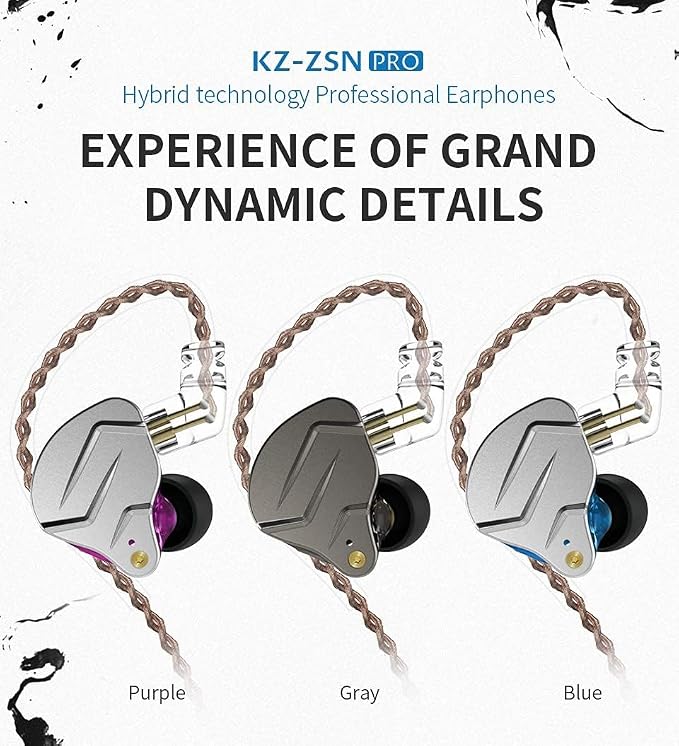 KZ ZSN Pro Dual Drivers 1BA 1DD in Ear Earphones HiFi Power Bass Earbuds - Image 4