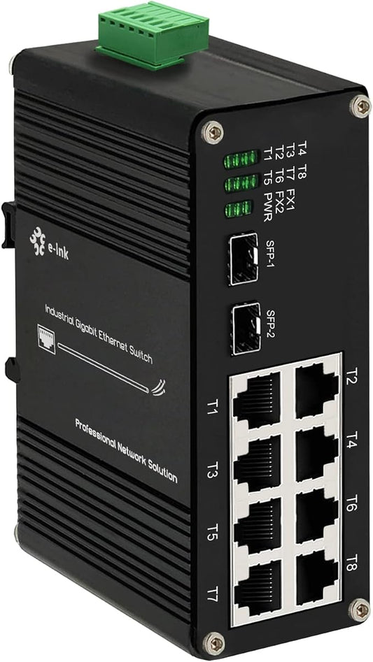 Industrial 8 Port Gigabit Ethernet POE+ Switch DIN Rail Mount 8 port RJ45 by Steloproad