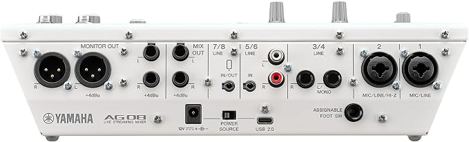 Yamaha AG08 White 8-Channel Live Streaming Loopback Mixer/USB Interface - Image 3