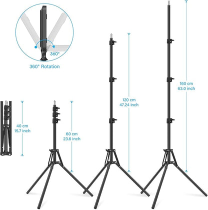 2 Pack LED Video Light with 63'' Tripod Stand, Obeamiu 2500-8500K Dimmable - Image 5