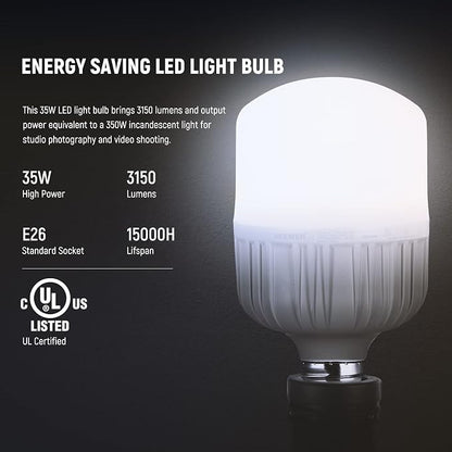 NEEWER E26 35W LED Light Bulbs, 2 Packs, 3150 Lumens/5700K/CRI 93+/15000h - Image 3