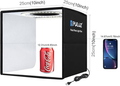 PULUZ 10x10 inch Photo Light Box, Folding Portable Mini lightbox 104PCS LED - Image 2