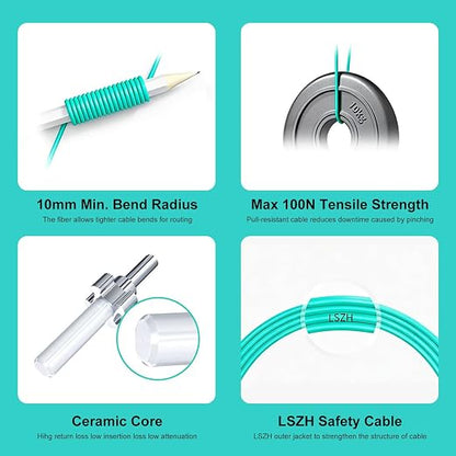 FiberPrime- OM3 LC to ST Fiber Patch Cable, Duplex Multimode, MM Fiber Optic - Image 2