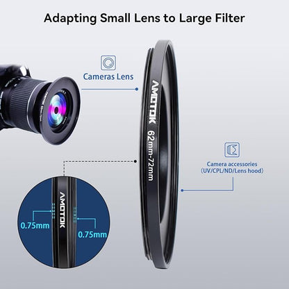 62mm Lens to 72mm Camera Lens Adapter, 62mm to 72mm Filter Step-up Ring Adapter - Image 4