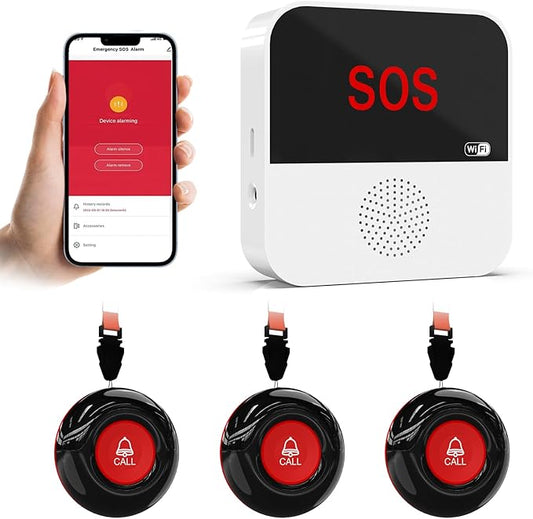 SanJie Wi-Fi Wireless Caregiver Pager Call Button by SANJIEGuardSecurity