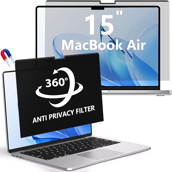 Magnetic MacBook Air 15 Inch Privacy Screen, Removable Anti Glare Blue Light by LUSADESIGN