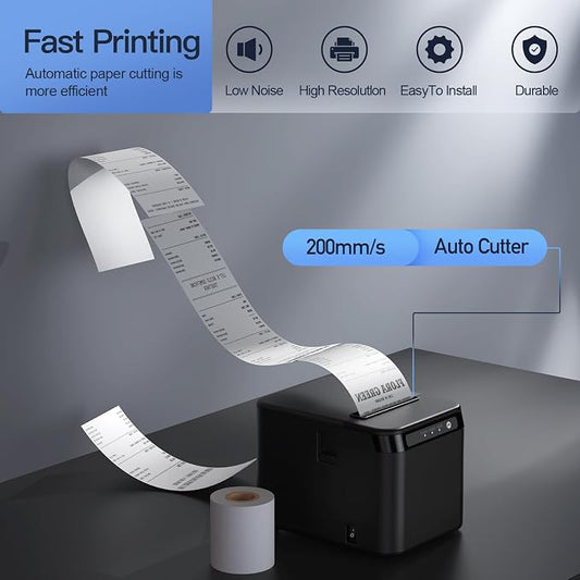BISOFICE 80mm Receipt Printer ESC/POS Thermal Printer Desktop Direct Print - Image 2