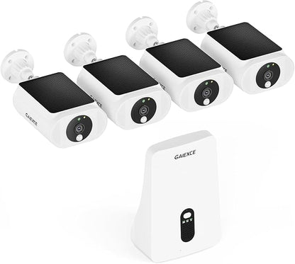 Solar Security Cameras Wireless Outdoor 4 Cam Kit Expadable to 10H, No by Gaiexce-Official