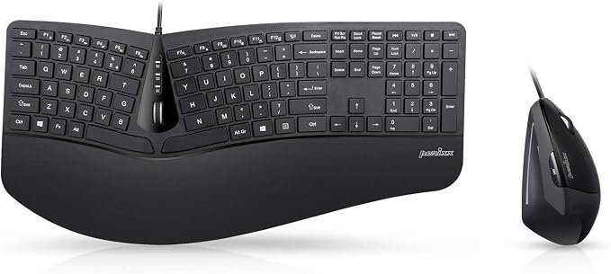 Perixx Periduo-505, Wired USB Ergonomic Split Keyboard and Vertical Mouse Combo by PerixxComputerGmbH