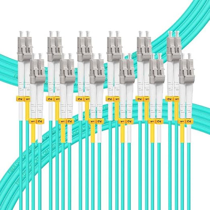 FLYPROFiber- 1M-6Pack OM4 LC to LC Fiber Patch Cable Multi Mode, MM Fiber Optic by FLYPROFiber