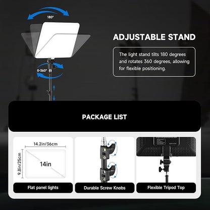 2-Pack LED Video Light Kit, 2700-6500k Dimmable Photography Lighting Kit - Image 5
